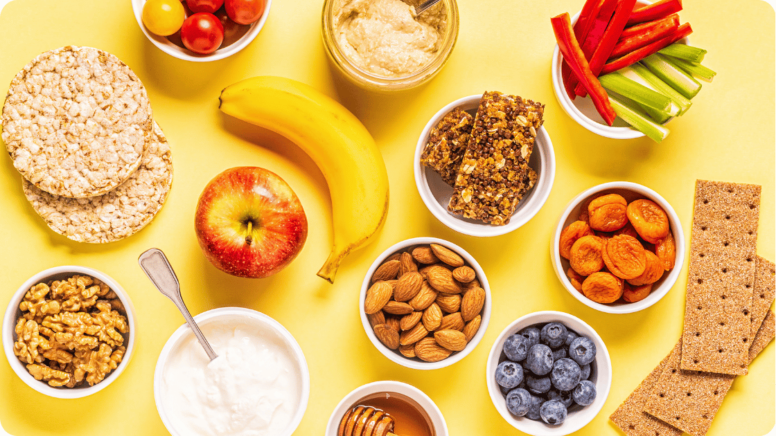 Snacks on a yellow background